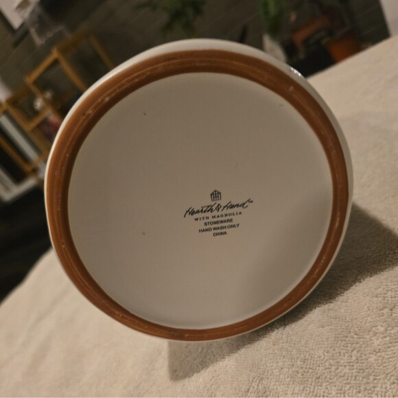 HEARTH & HAND MAGNOLIA Stoneware Pitcher Sour Cream Gray Stripes NWT - Picture 4 of 7